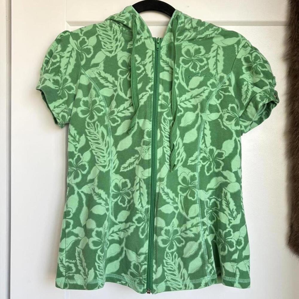 VINTAGE GUESS JEANS FLORAL ZIP UP HOODIE